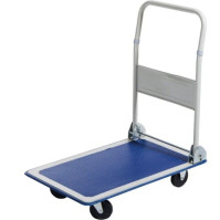 Carrello con manico pieghevole portapacchi 4 ruote portata 100 kg blu e grigio