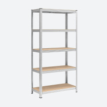 Scaffale Modulare 5 Ripiani Acciaio/MDF 180x90x40cm Carichi Pesanti Scaffalatura