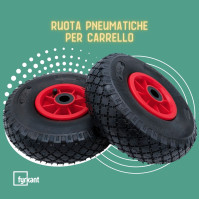 Ruota Per Carrello Portapacchi Gomma Con Camera D'aria Cuscinetti rulli ø 260x85