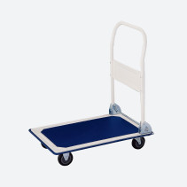 Carrello con manico pieghevole portapacchi 4 ruote portata 100 kg blu e grigio