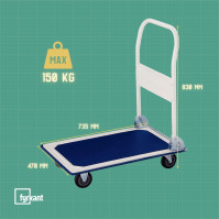 Carrello con manico pieghevole portapacchi 4 ruote portata 100 kg blu e grigio