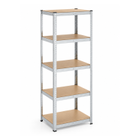 Scaffale Modulare Slim 5 Ripiani Acciaio/MDF 180x60x40cm Carichi Pesanti